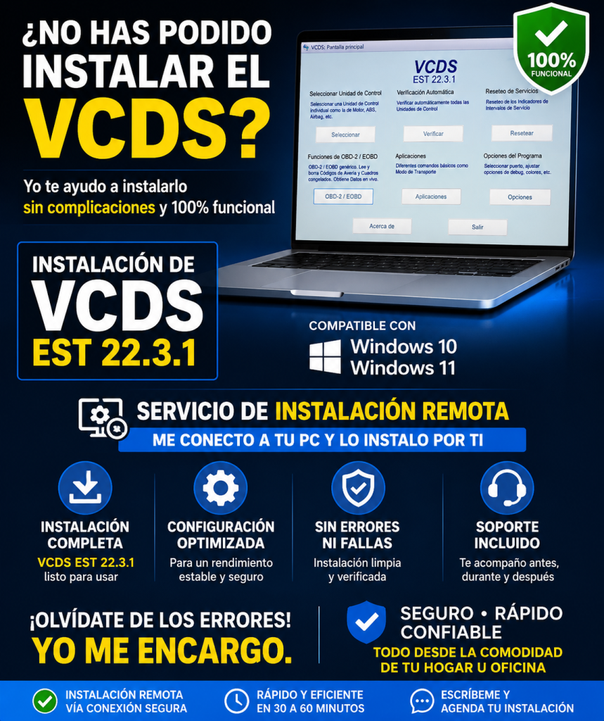 INSTALAR VCDS 22.10 en Windows 10 y 11