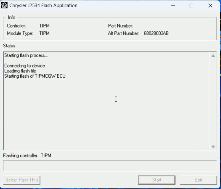 Chysler J2534 Flash Application